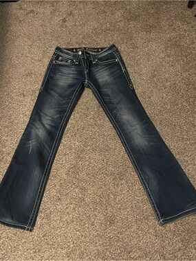Rock Revival Dark Indigo Jeans with Orange Accents